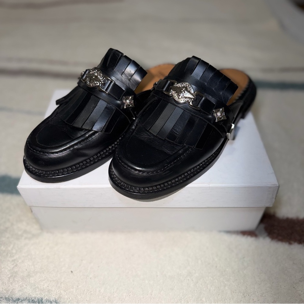 TOGA Pulla Black Leather Mules with Silver Accents - Picture 4 of 9